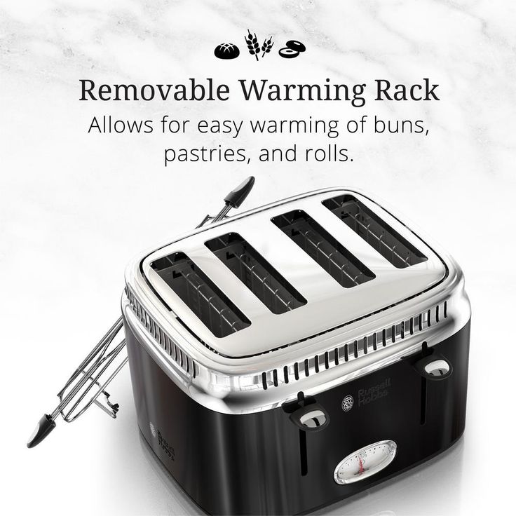 Retro Style 4-Slice Black Stainless Steel Toaster with Built-In Timer