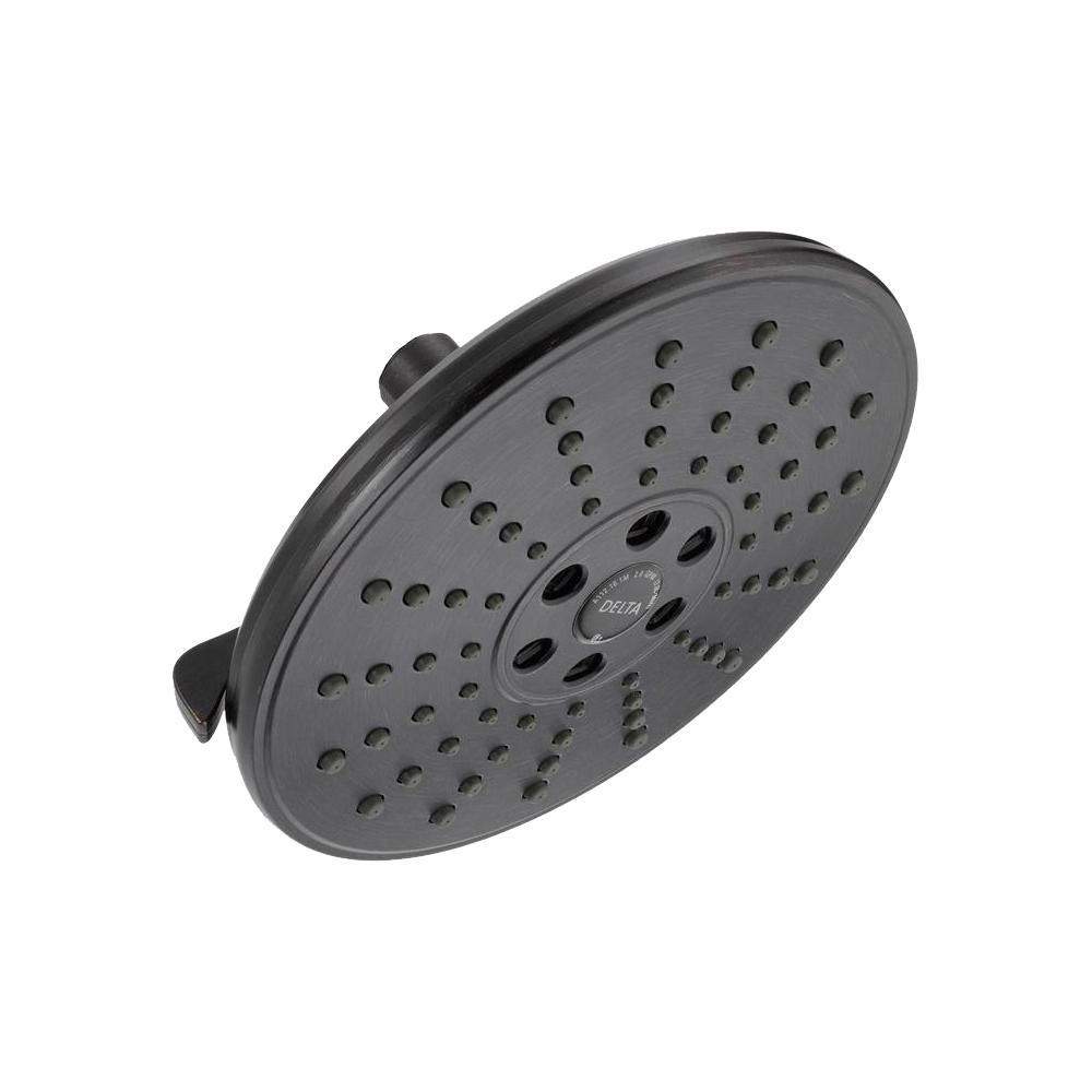 3-Spray 7.7 in. Single Wall Mount Fixed Rain H2Okinetic Shower Head in Venetian Bronze - Super Arbor