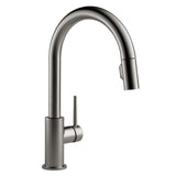 Trinsic Single-Handle Pull-Down Sprayer Kitchen Faucet with Touch2O Technology in Matte Black - Super Arbor