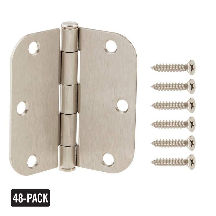 3-1/2 in. x 5/8 in. Radius Satin Nickel Door Hinge Value Pack (48 per Pack)