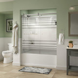 Simplicity 60 x 58-3/4 in. Frameless Contemporary Sliding Bathtub Door in Bronze with Rain Glass - Super Arbor