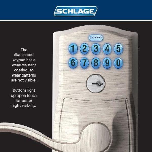 Camelot Satin Nickel Electronic Door Lock with Georgian Door Knob Featuring Flex Lock - Super Arbor