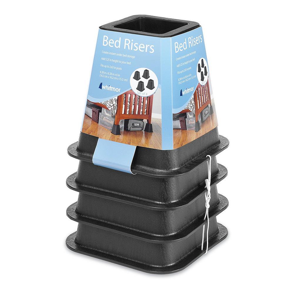 Black Plastic Bed Risers(Set of 4) - Super Arbor