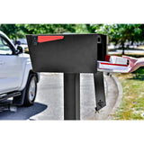 Mail Manager Street Safe Black Post-Mount Mailbox with High Security Reinforced Rear Locking System - Super Arbor
