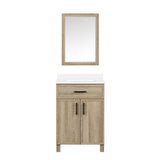 Style Selections Dolton 24-in Natural Oak Undermount Single Sink Bathroom Vanity with White Engineered Marble Top (Mirror Included)