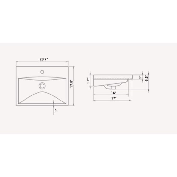 Nameeks Elite Wall Mounted Bathroom Sink in White with 3 Faucet Holes