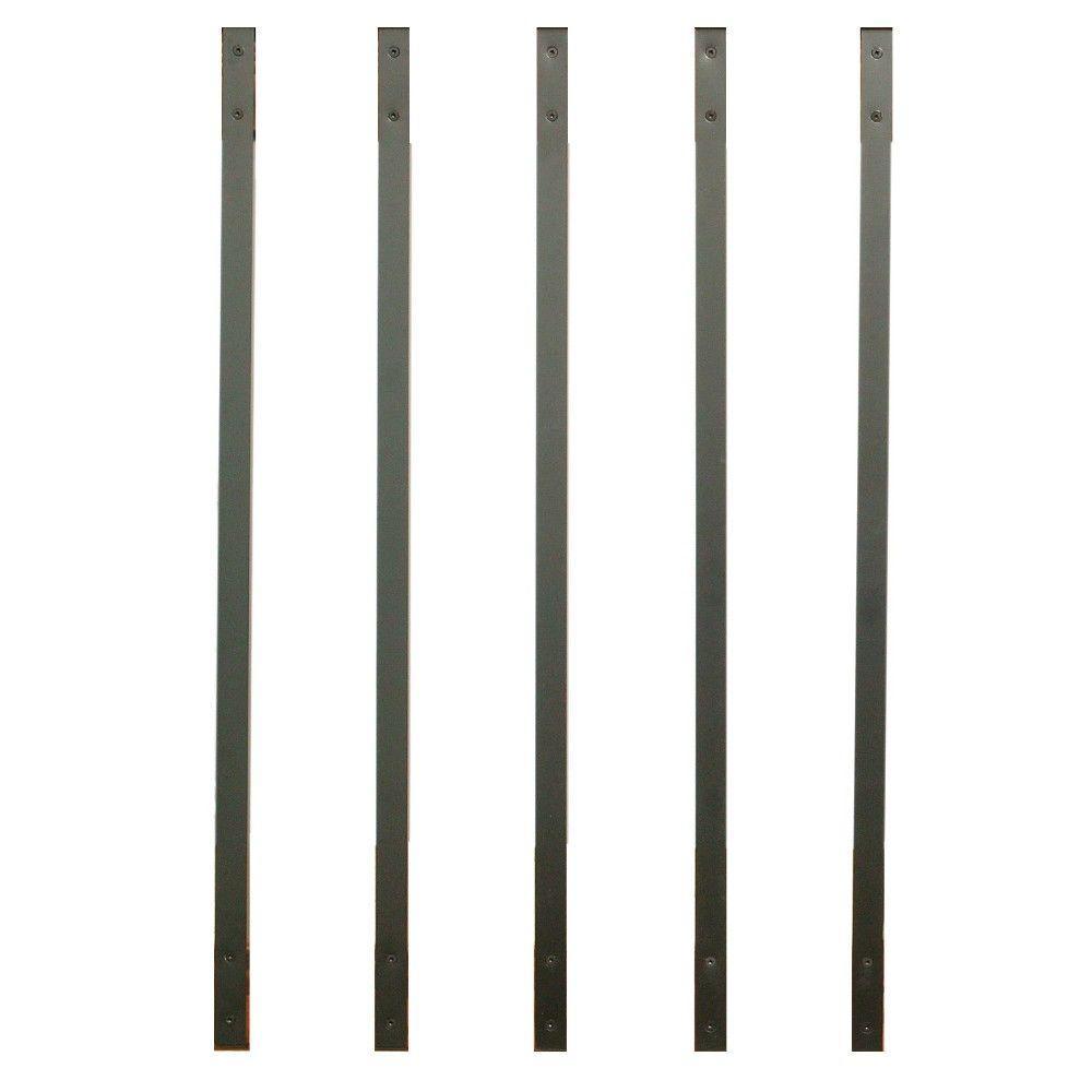 38-1/4 in. x 1 in. Black Aluminum Face Mount Rectangular Deck Railing Baluster (5-Pack) - Super Arbor