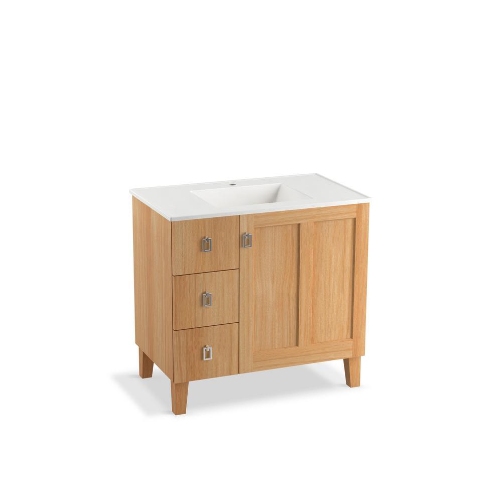 Ceramic/Impressions 37 in. Single Faucet Hole Vitreous China Vanity Top with Basin in White Impressions - Super Arbor