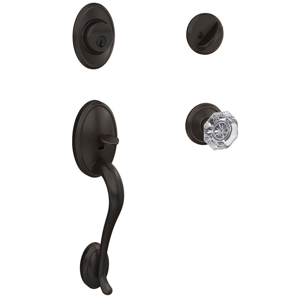 Custom Wakefield Satin Nickel Single Cylinder Door Handleset with Alexandria Glass Door Knob - Super Arbor
