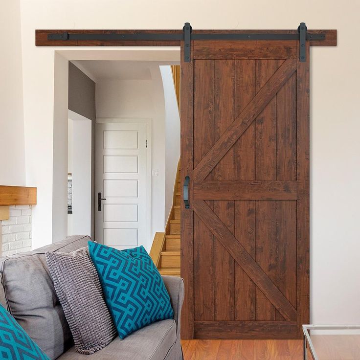 36 in. x 84 in. K-Bar Auburn Interior Sliding Barn Door Slab with Hardware Kit