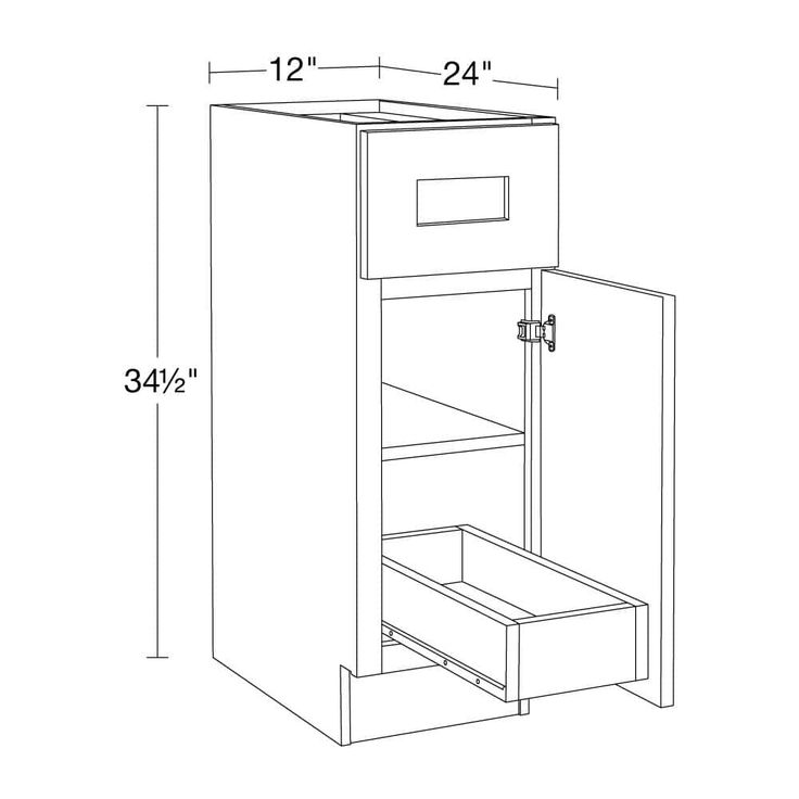 Home Decorators Collection Newport 12 in. W x 24 in. D x 34.5 in. H Assembled Plywood Base Kitchen Cabinet in Manganite with 1ROT Soft Close RH