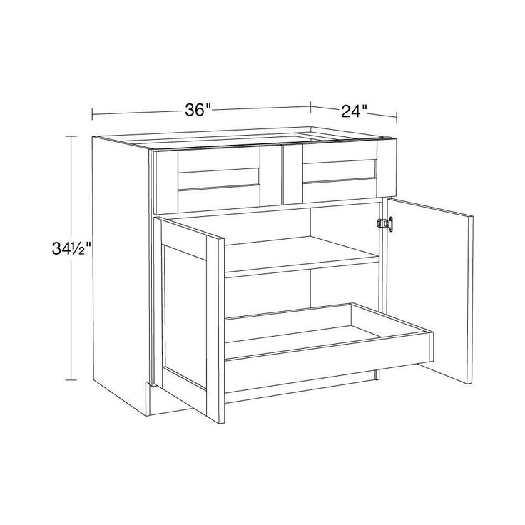 Home Decorators Collection Washington 36 in. W x 24 in. D x 34.5 in. H Assembled Plywood Base Kitchen Cabinet in Onyx with Soft Close Doors