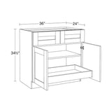 Home Decorators Collection Washington 36 in. W x 24 in. D x 34.5 in. H Assembled Plywood Base Kitchen Cabinet in Onyx with Soft Close Doors