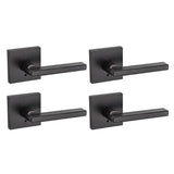 Halifax Square Matte Black Privacy Bed/Bath Door Lever (4-Pack) - Super Arbor