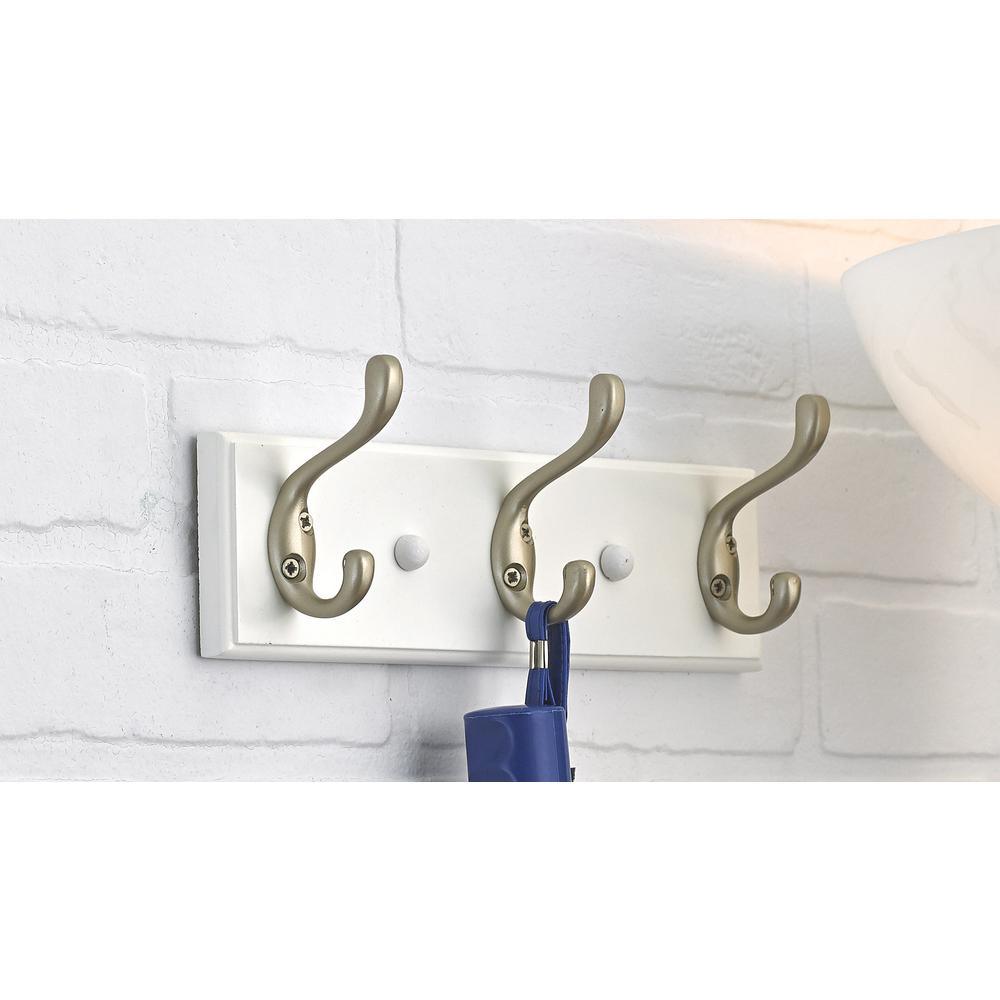 10 in. L White Board with Satin Nickel Hooks - Super Arbor