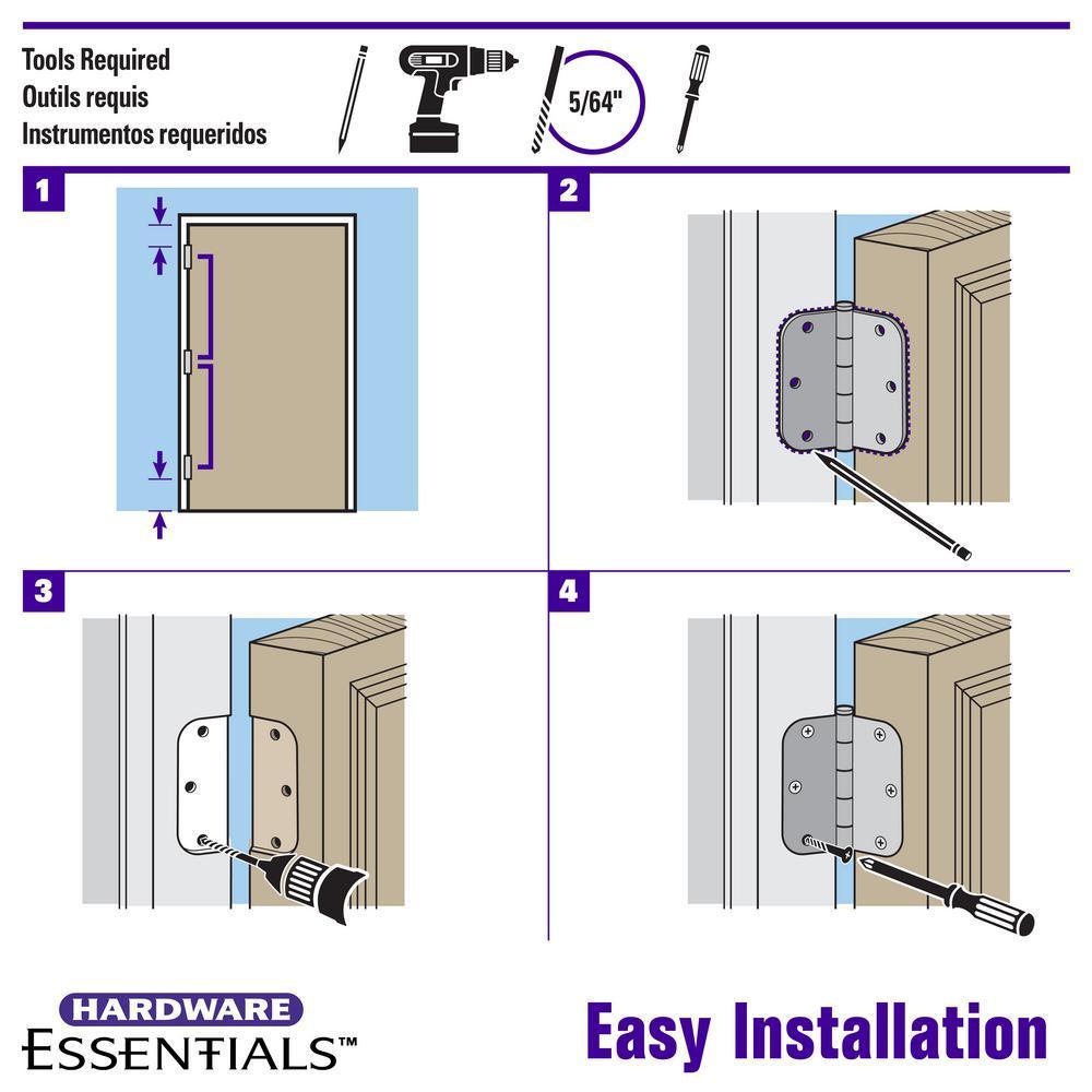 5/8 in. Satin Nickel Squeak Proof Hinge (3-Pack) - Super Arbor