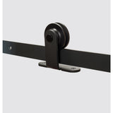 78 in. Black Solid Steel Sliding Rolling Barn Door Hardware Kit for Single Wood Doors with Routed Floor Guide - Super Arbor