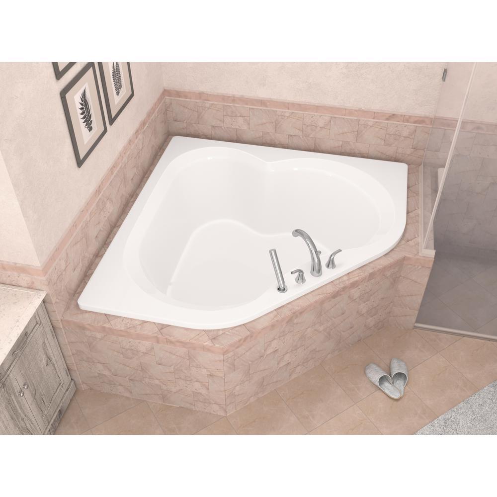 Beryl 5 ft. Acrylic Center Drain Corner Drop-in Non-Whirlpool Bathtub in White - Super Arbor