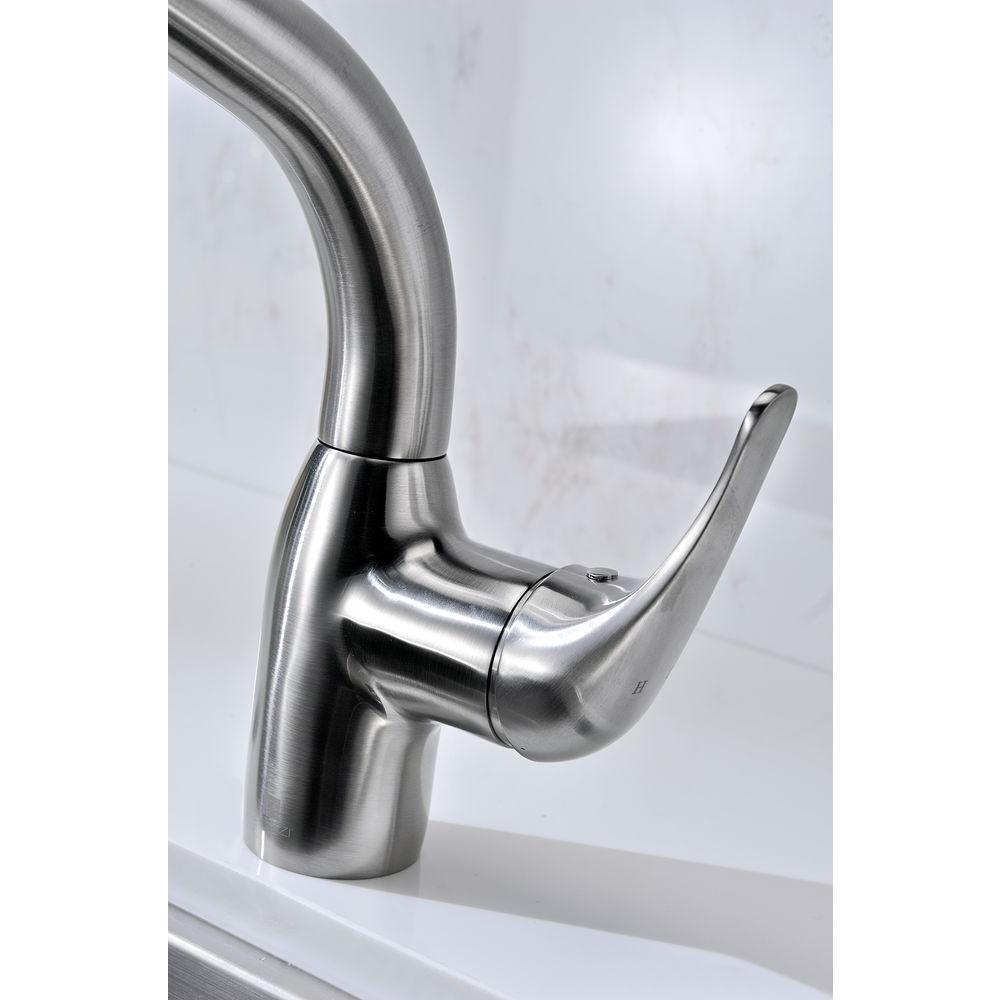 Harbour Single-Handle Pull-Out Sprayer Kitchen Faucet in Brushed Nickel - Super Arbor