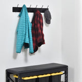36 in. W x 3.625 in. D x 7.625 in. H Steel 6 Hook Coat Rack with Plate Frame in Black
