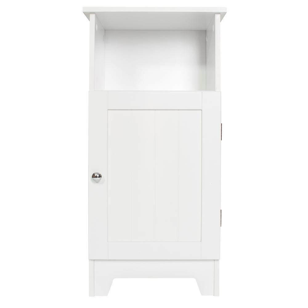 Contemporary Country 13.5 in.W x 11.75 in.D x 27.5 in.H Free Standing Single Door Cabinet With Wainscot Panels In White - Super Arbor