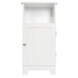 Contemporary Country 13.5 in.W x 11.75 in.D x 27.5 in.H Free Standing Single Door Cabinet With Wainscot Panels In White - Super Arbor