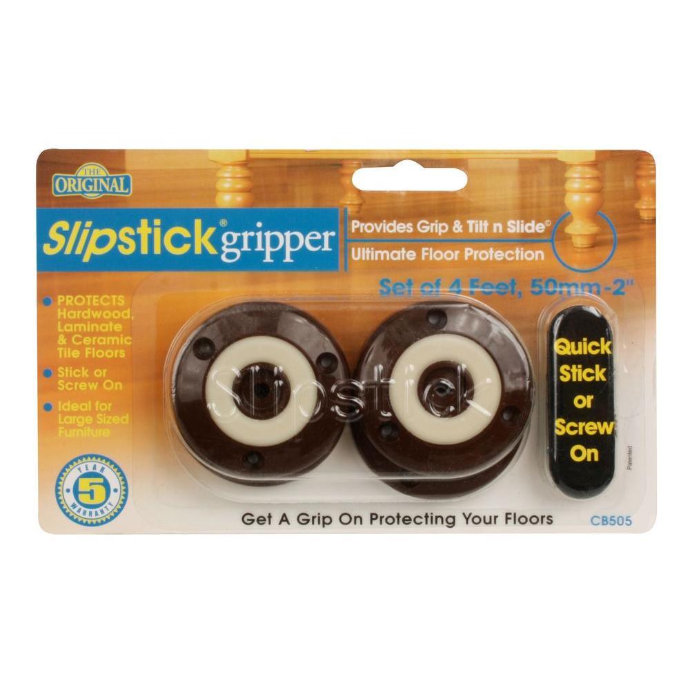 2 in. Round Chocolate Brown Furniture Feet Floor Protectors with Non Slip Rubber Grip (Set of 4 ) - Super Arbor