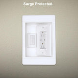 Pass & Seymour 1 Gang Recessed TV Media Box Kit with Surge Suppressing Outlet and Low Voltage Inserts, White - Super Arbor