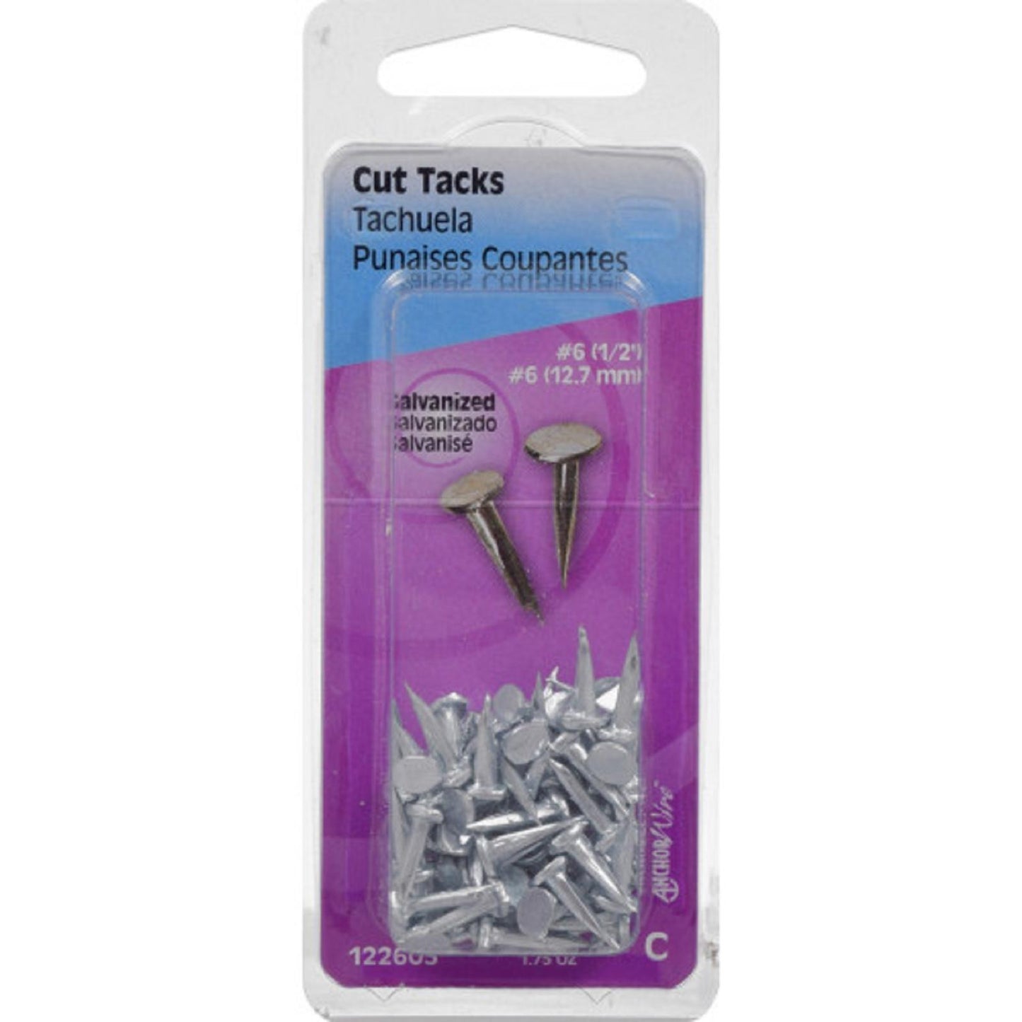 Hillman No. 6 x 1/2 in. Galvanized Silver Steel Cut Tacks, 1-Pack