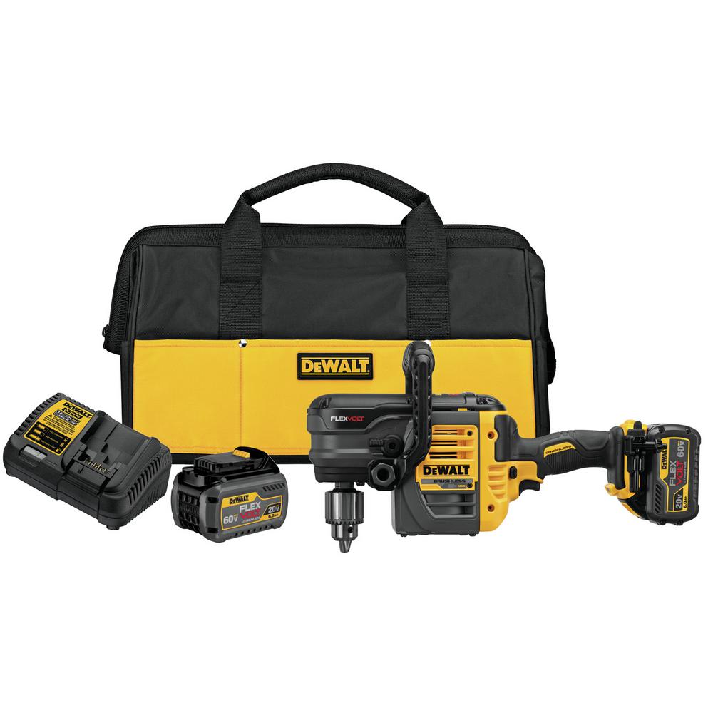 FLEXVOLT 60-Volt MAX Lithium-Ion Cordless Brushless 1/2 in. Stud and Joist Drill w/ (2) Batteries 2Ah, Charger and Bag - Super Arbor