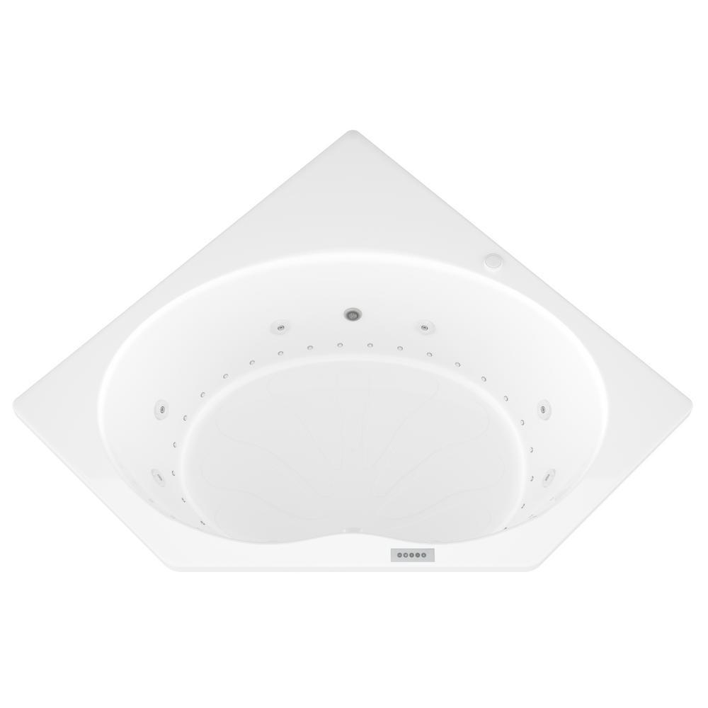 Carnelian Diamond Series 5 ft. Center Drain Whirlpool and Air Bath Tub in White - Super Arbor