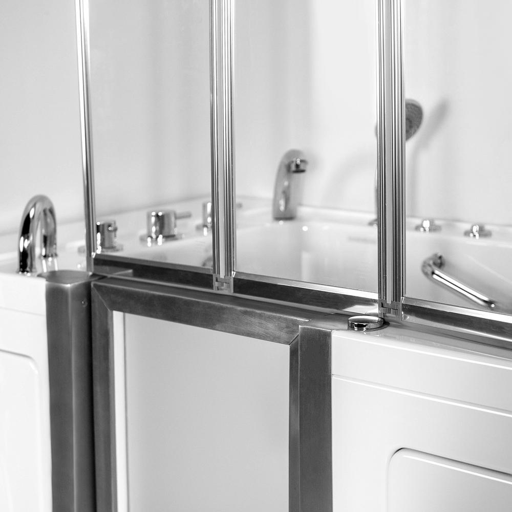 Elite 52 in. Walk-In Whirlpool and Air Bath Bathtub in White with LH Door, Thermostatic Faucet, Dual Drain,Shower Screen - Super Arbor