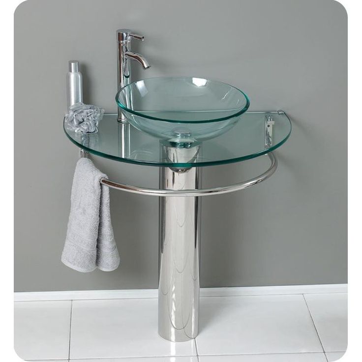 Fresca Attrazione Vessel Sink in Frosted Glass with Stand in Chrome and Frosted Edge Mirror