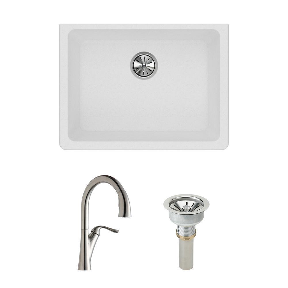 Quartz Classic Undermount Composite 33 in. Single Bowl Kitchen Sink in Black - Super Arbor