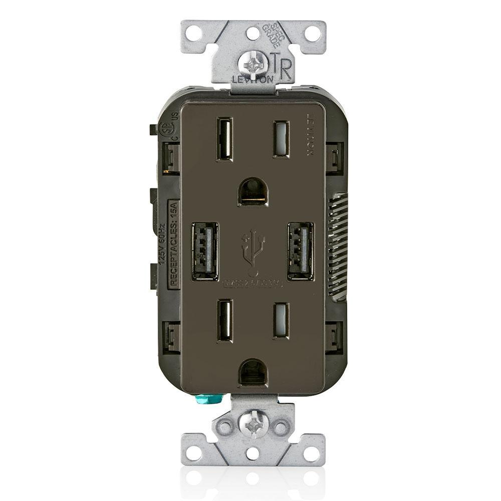 3.6A USB Dual Type A In-Wall Charger with 15 Amp Tamper-Resistant Outlets, White - Super Arbor