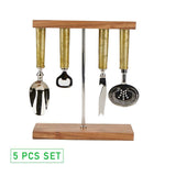 Galvanized Bar Set with Organizer Stand for Perfect Bartending Kit Silver 4-Piece Bar Set Stand