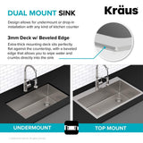 Loften All-in-One Dual Mount Stainless Steel 33in. Single Bowl Kitchen Sink with Pull Down Faucet in Black and Steel - Super Arbor