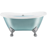 59 in. Fiberglass Double Slipper Clawfoot Non-Whirlpool Bathtub in Matte Lichen Green - Super Arbor