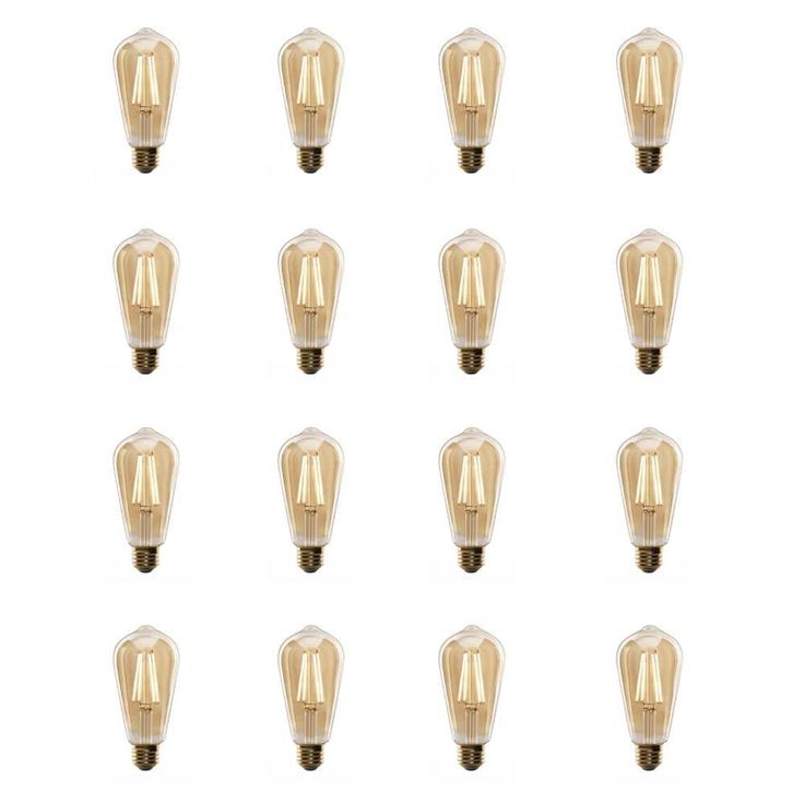 Feit Electric 60-Watt Equivalent ST19 Dimmable LED Amber Glass Vintage Edison Light Bulb With Straight Filament Warm White (16-Pack)