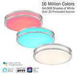 16 in. Voice Controlled Colors Brushed Nickel Smart LED Flush Mount - Super Arbor