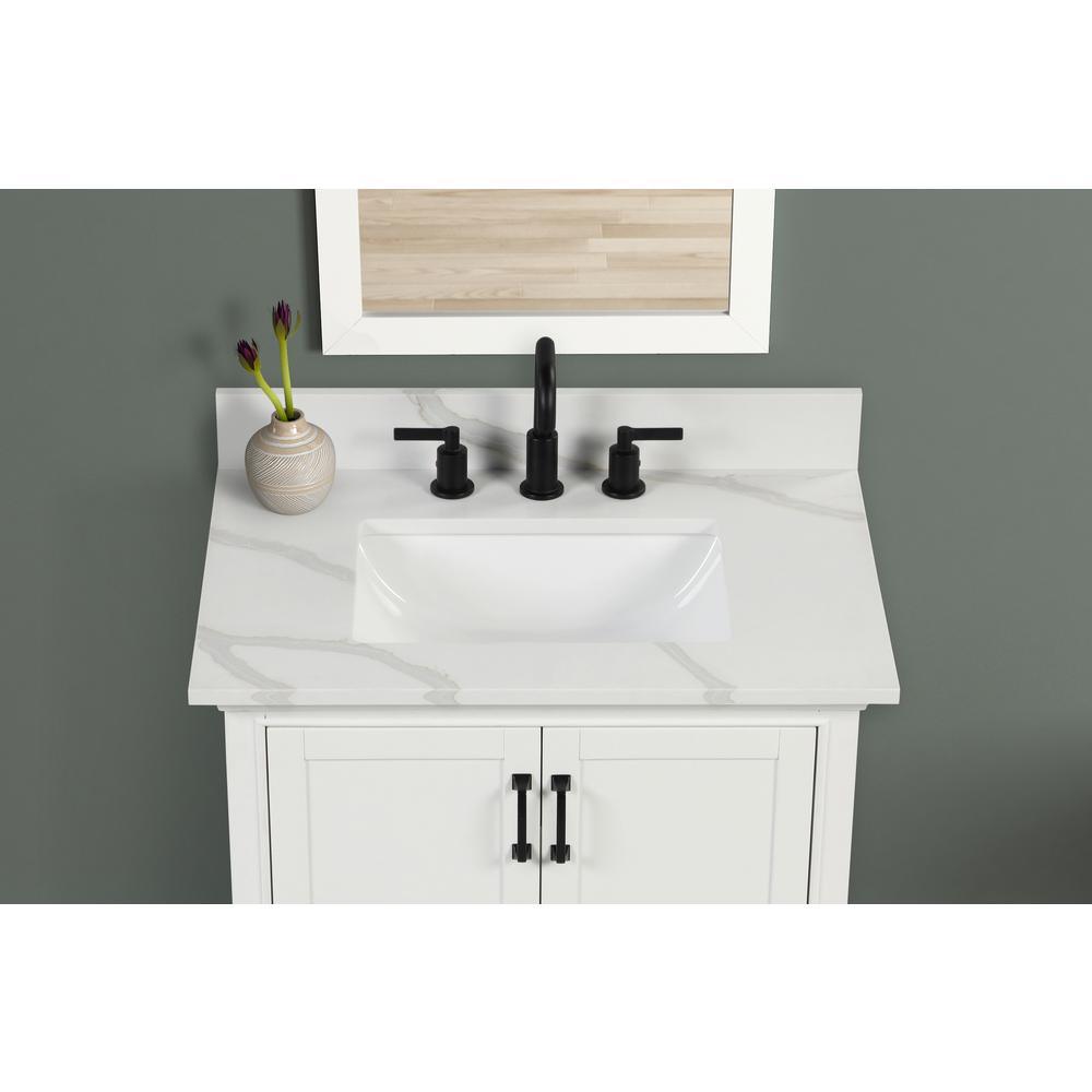 31 in. W x 22 in. D x 0.75 in. H Quartz Vanity Top in Statuario White with White Basin - Super Arbor