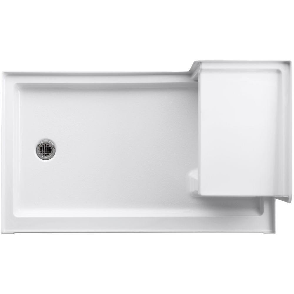 Tresham 60 in. x 36 in. Single Threshold Left-Hand Drain Shower Base with Integral Right-Hand Seat in White - Super Arbor