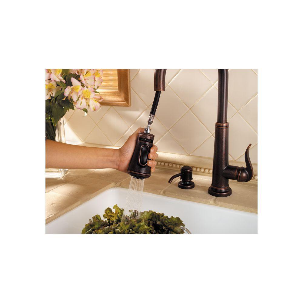 Ashfield Single-Handle Pull-Down Sprayer Kitchen Faucet in Rustic Bronze - Super Arbor