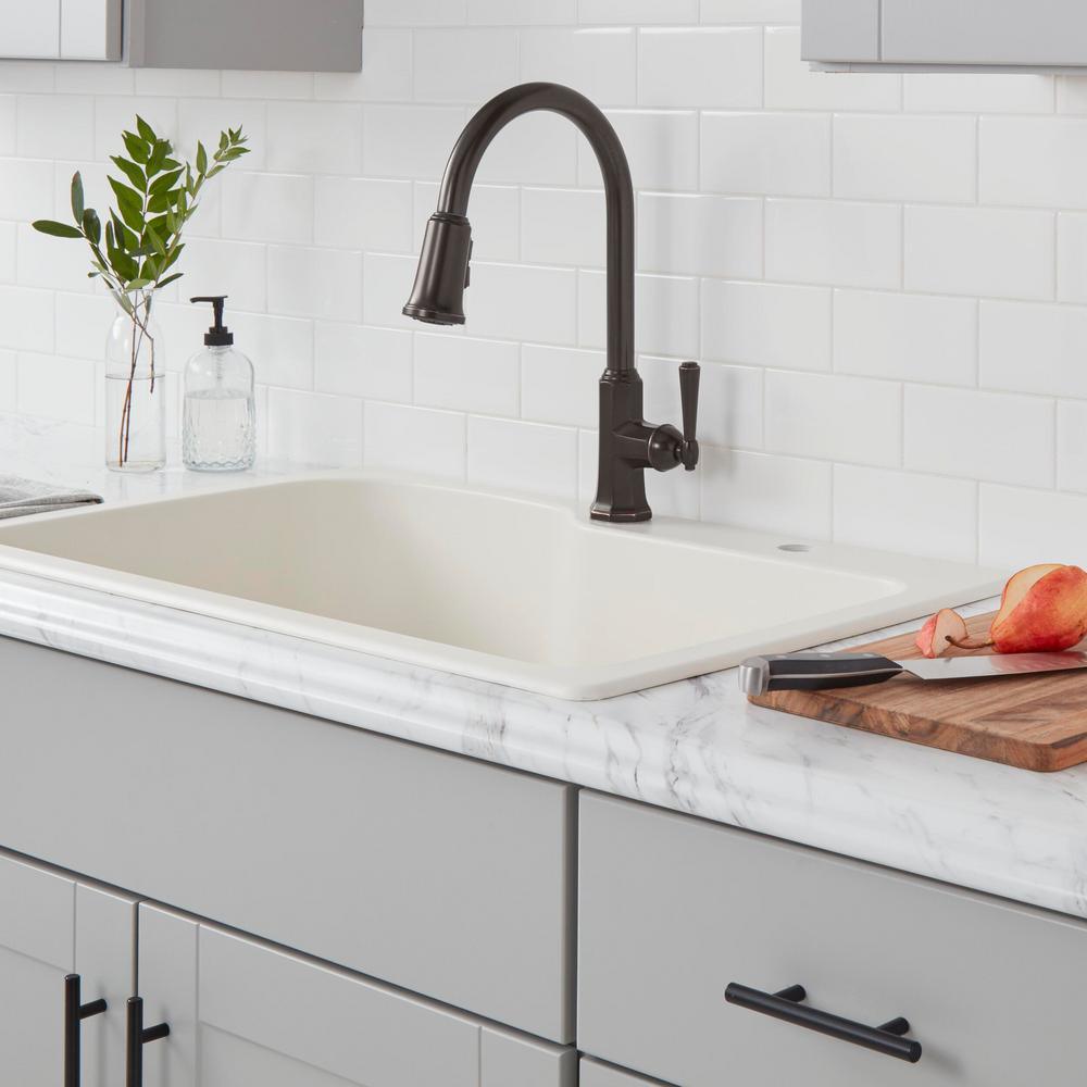 Sentio Single-Handle Pull-Down Sprayer Kitchen Faucet in Mediterranean Bronze - Super Arbor