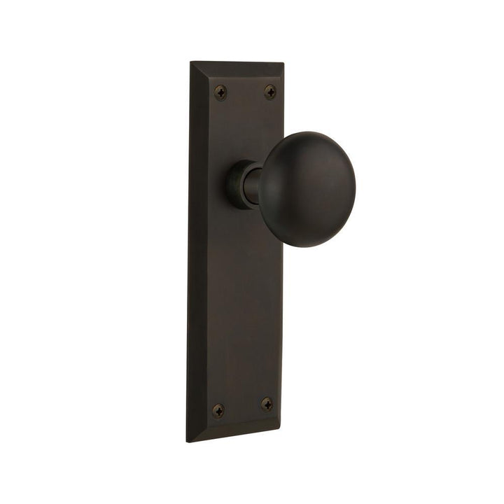 New York Plate Double Dummy New York Door Knob in Oil-Rubbed Bronze - Super Arbor
