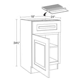 Grayson 18 in. W x 24 in. D x 34.5 in. H Assembled Plywood Base Kitchen Cabinet in Pearl Gray with Knife Block LH
