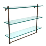 22 in. L  x 18 in. H  x 5 in. W 3-Tier Clear Glass Bathroom Shelf with Towel Bar in Oil Rubbed Bronze - Super Arbor