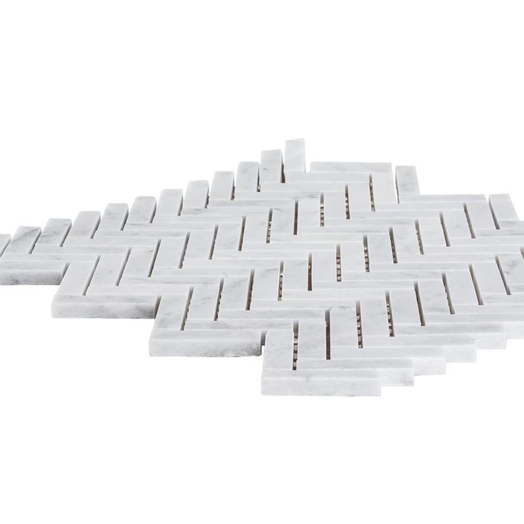 Jeffrey Court Jet Stream White Herringbone 10 in. x 11 in. x 8 mm Honed Marble Stone Mosaic Wall/Floor Tile
