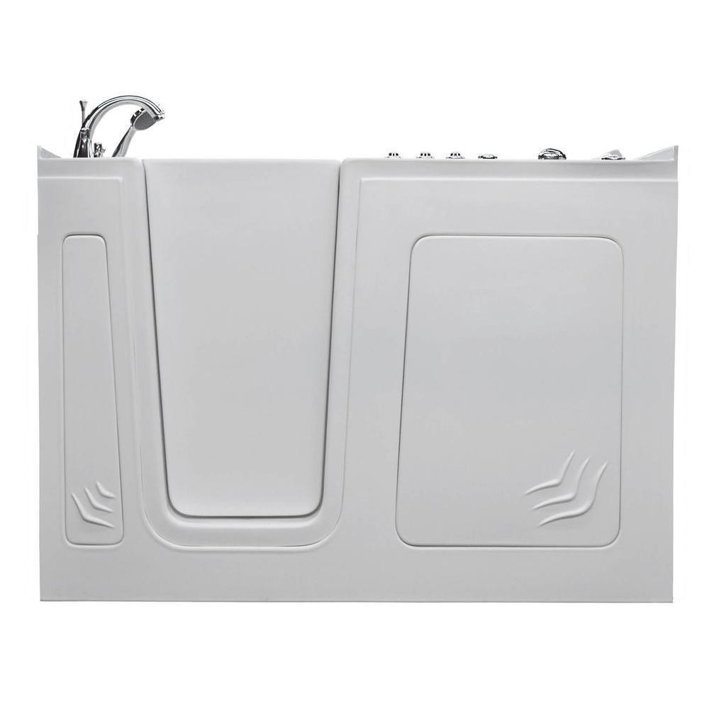 Rampart 5 ft. Walk-in Whirlpool and Air Bathtub with 6 in. Tile Easy Up Adhesive Wall Surround in White - Super Arbor