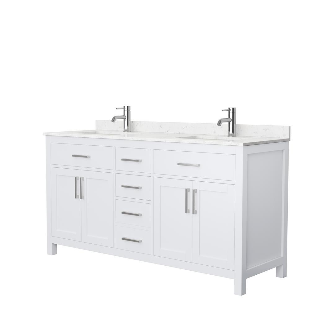 Beckett 72 in. W x 22 in. D Double Bath Vanity in White with Cultured Marble Vanity Top in Carrara with White Basins - Super Arbor